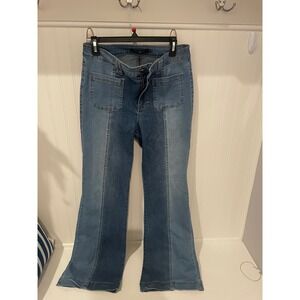 ONE5ONE Flare Jeans Women's Size 10 30 Light Wash Two Tone‎ Denim